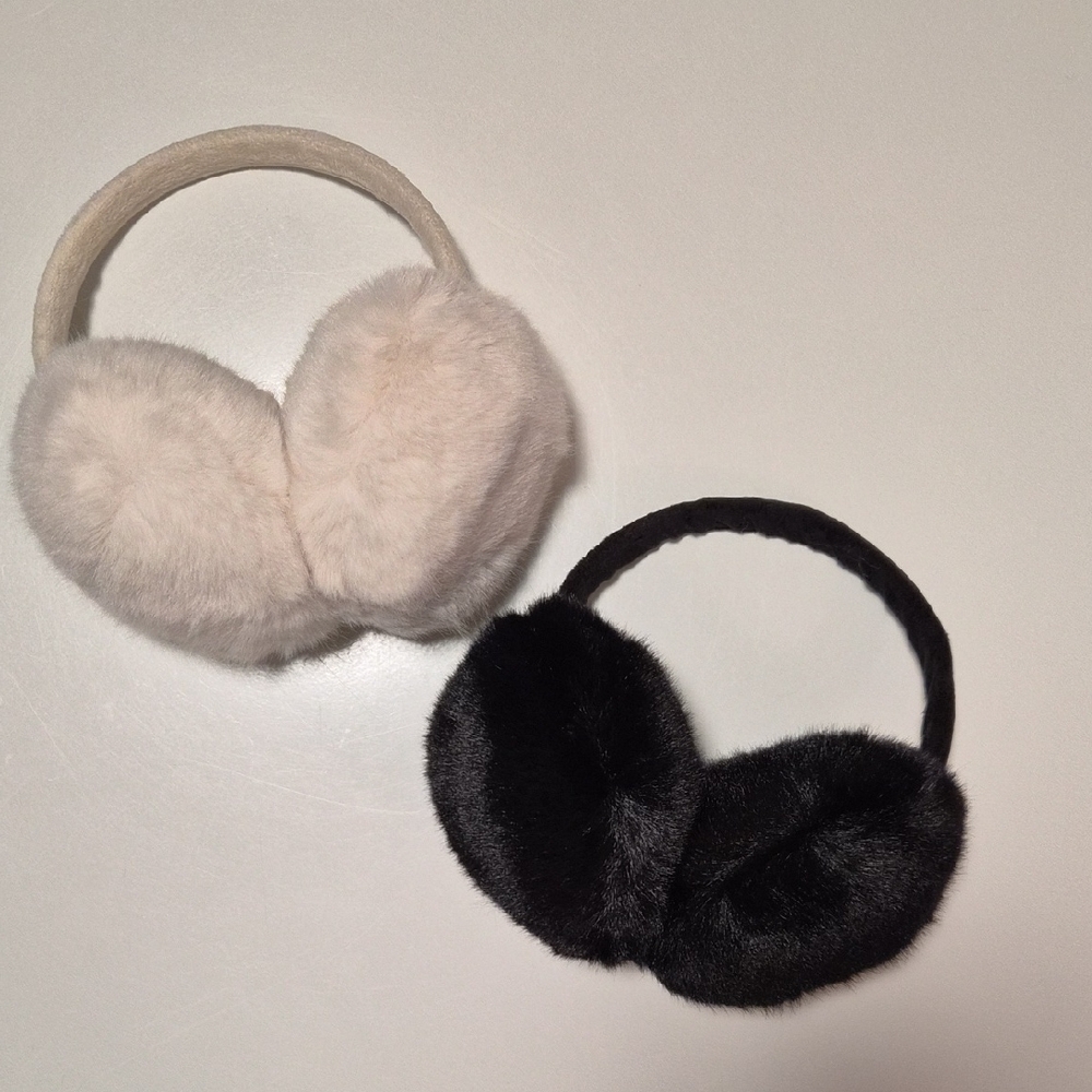Cozy Black and Cream Earmuffs